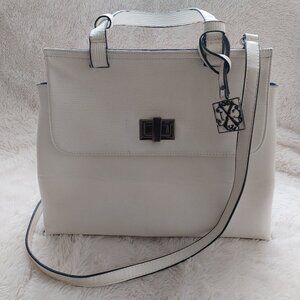 Christian Lacroix White Patent Look 2-way Shoulder/Crossbody Large Satchel